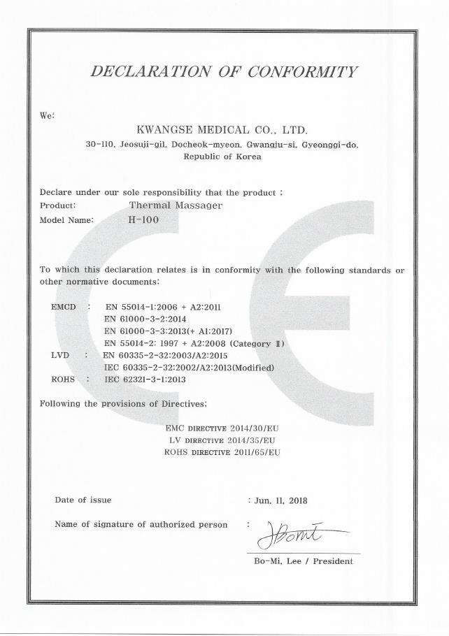 DECLARATION OF CONFORMITY_Thermal massager H-100.JPEG